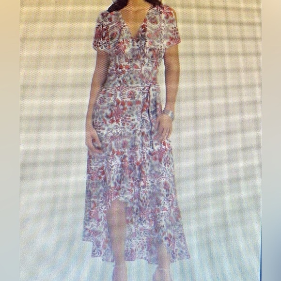Gigi Parker Floral Midi‎ Wrap Dress Prairie Cottagecore Feminine Women L Boho - Picture 10 of 10